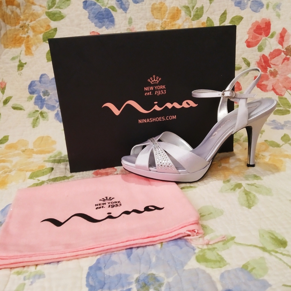 Nina Silver Ankle Strap Heels